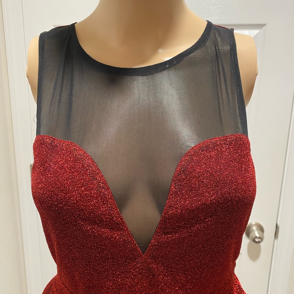 Charlotte Russe Red Sparkly Bodycon Peplum Dress Size Small EUC - Picture 2 of 10